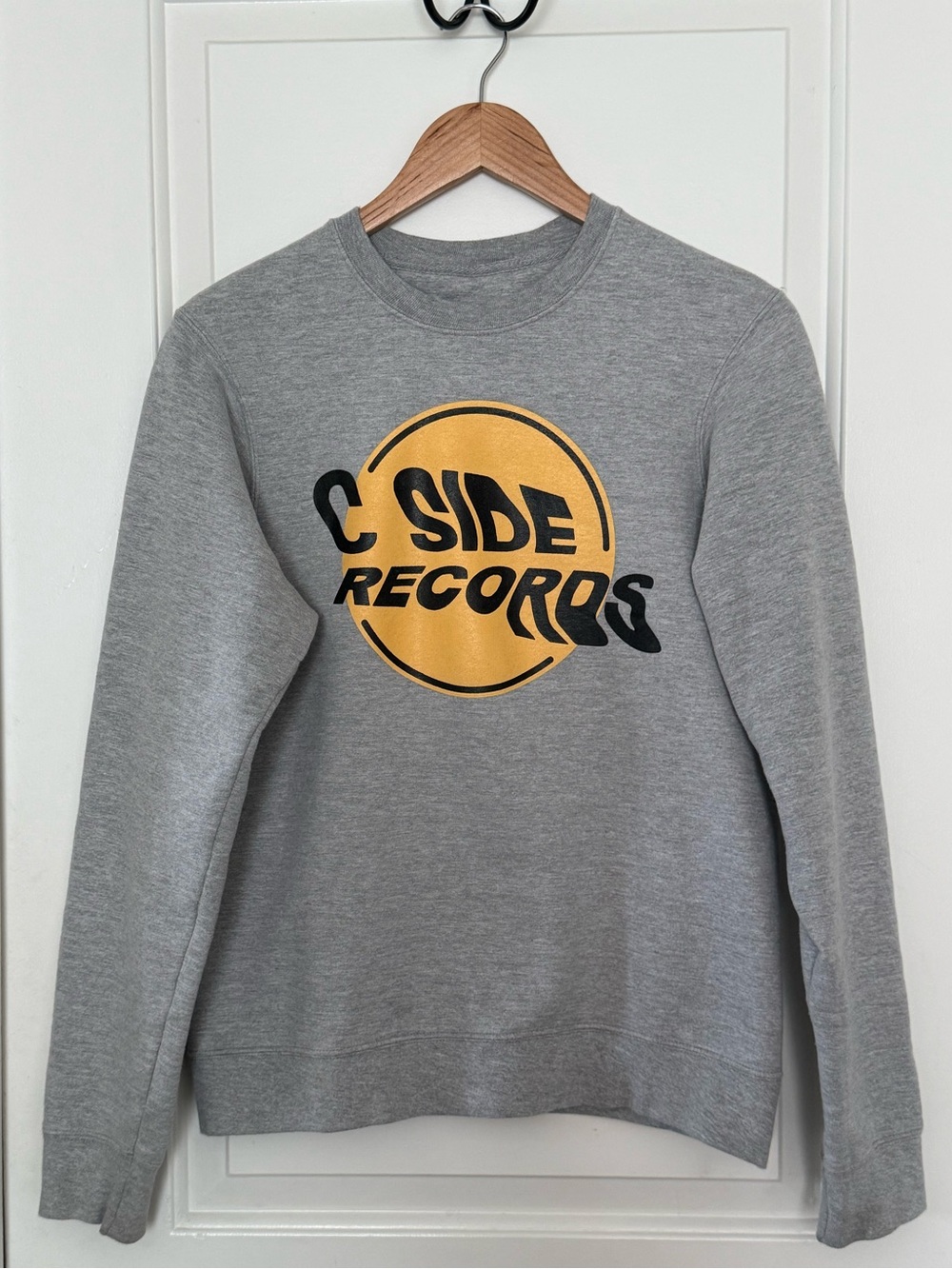 Grey Crewneck Sweatshirt with Yellow Logo